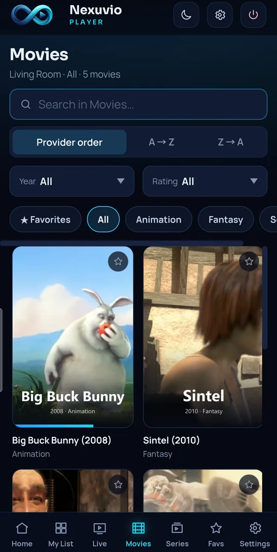 Movies screen